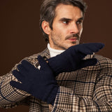 Luciano (dark blue) - Handmade Italian knitted wool gloves with luxurious cashmere lining