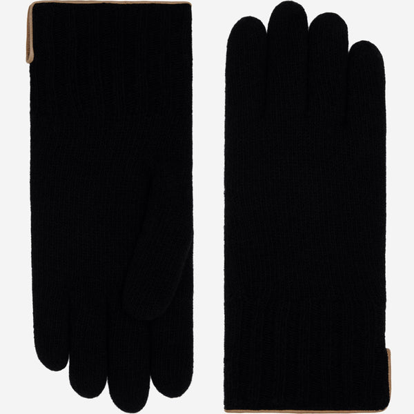 Luciano (black) - Handmade Italian knitted wool gloves with luxurious cashmere lining