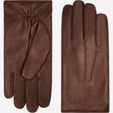 Marco (brown) - Italian lambskin leather gloves with brown fur lining