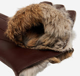 Marco (brown) - Italian lambskin leather gloves with brown fur lining