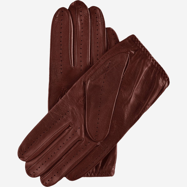 Mario (brown) - Italian lambskin leather driving gloves & touchscreen feature