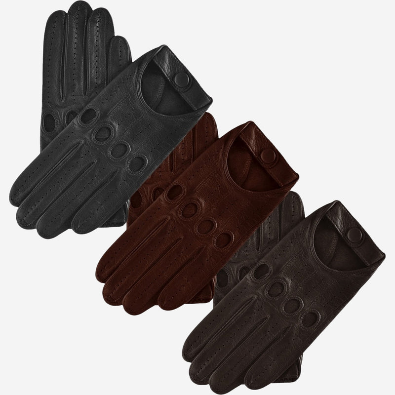 Mario (brown) - Italian lambskin leather driving gloves