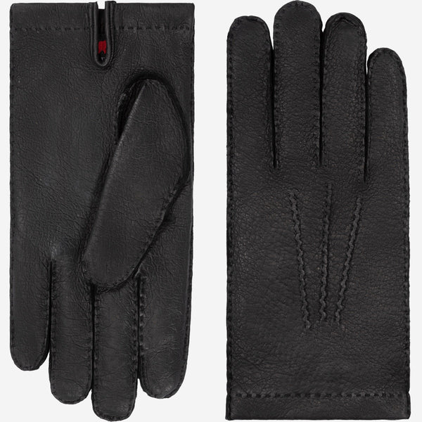 Antonio (black) - Italian peccary leather gloves with cashmere lining