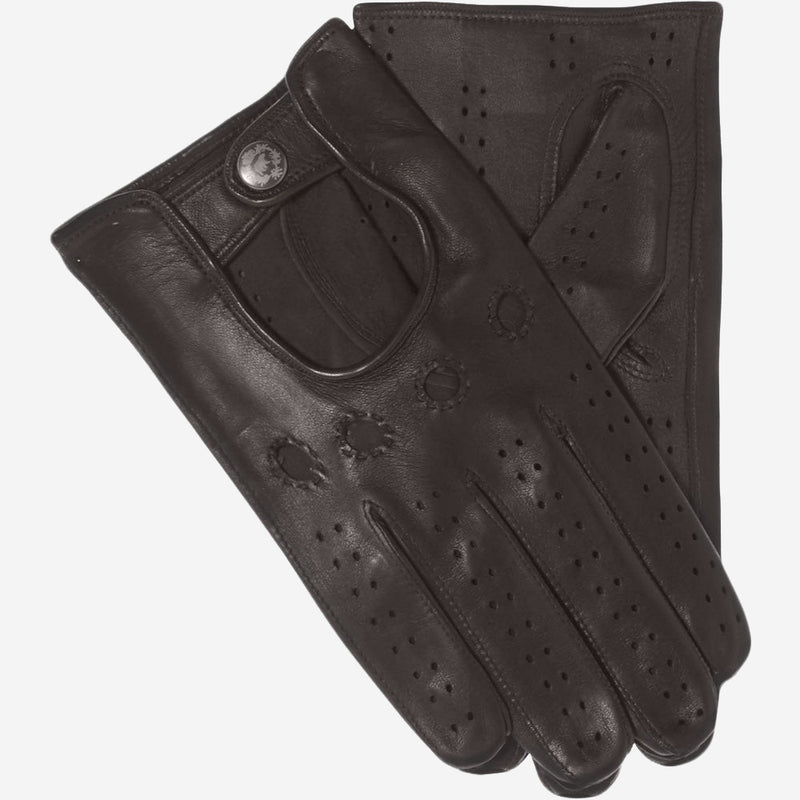 Umberto (brown) - Italian lambskin leather driving gloves & touchscreen feature