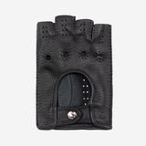 Vincenzo (black) - fingerless Italian driving gloves made of American deerskin leather