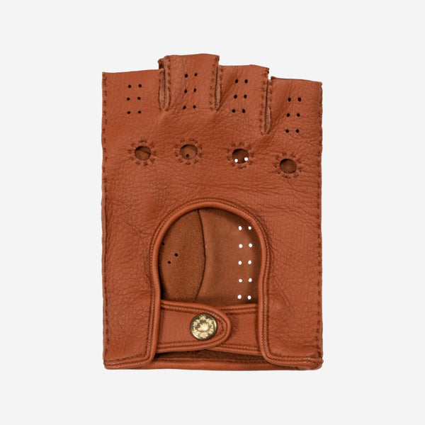 Vincenzo (brown): fingerless Italian driving gloves made of American deerskin leather