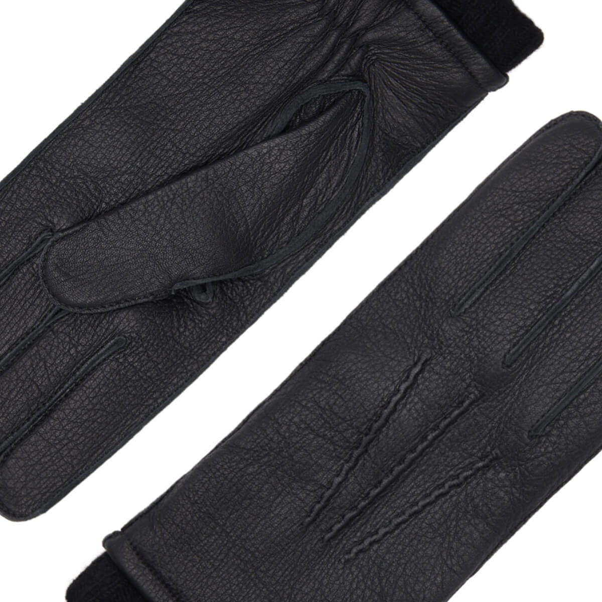 Black Deerskin Leather Gloves Cashmere Lined Made In Italy Fratelli Orsini 4988