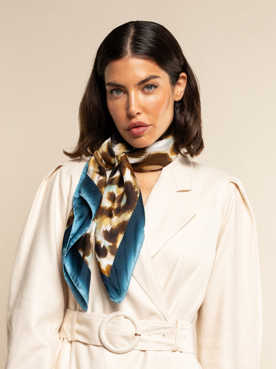 Bruna (blue)- soft and lightweight Italian foulard from pure silk ...