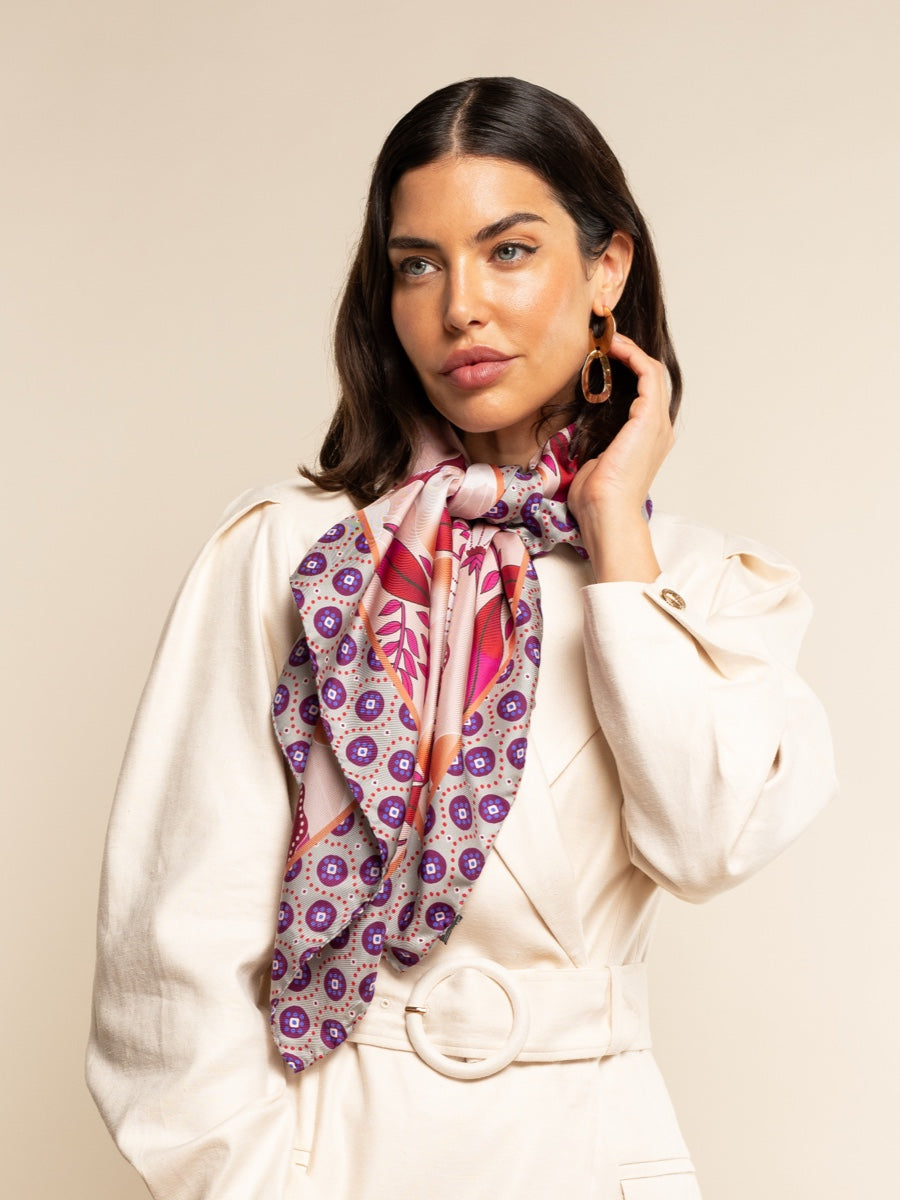 Bruna (pink)- soft and lightweight Italian foulard from pure silk ...