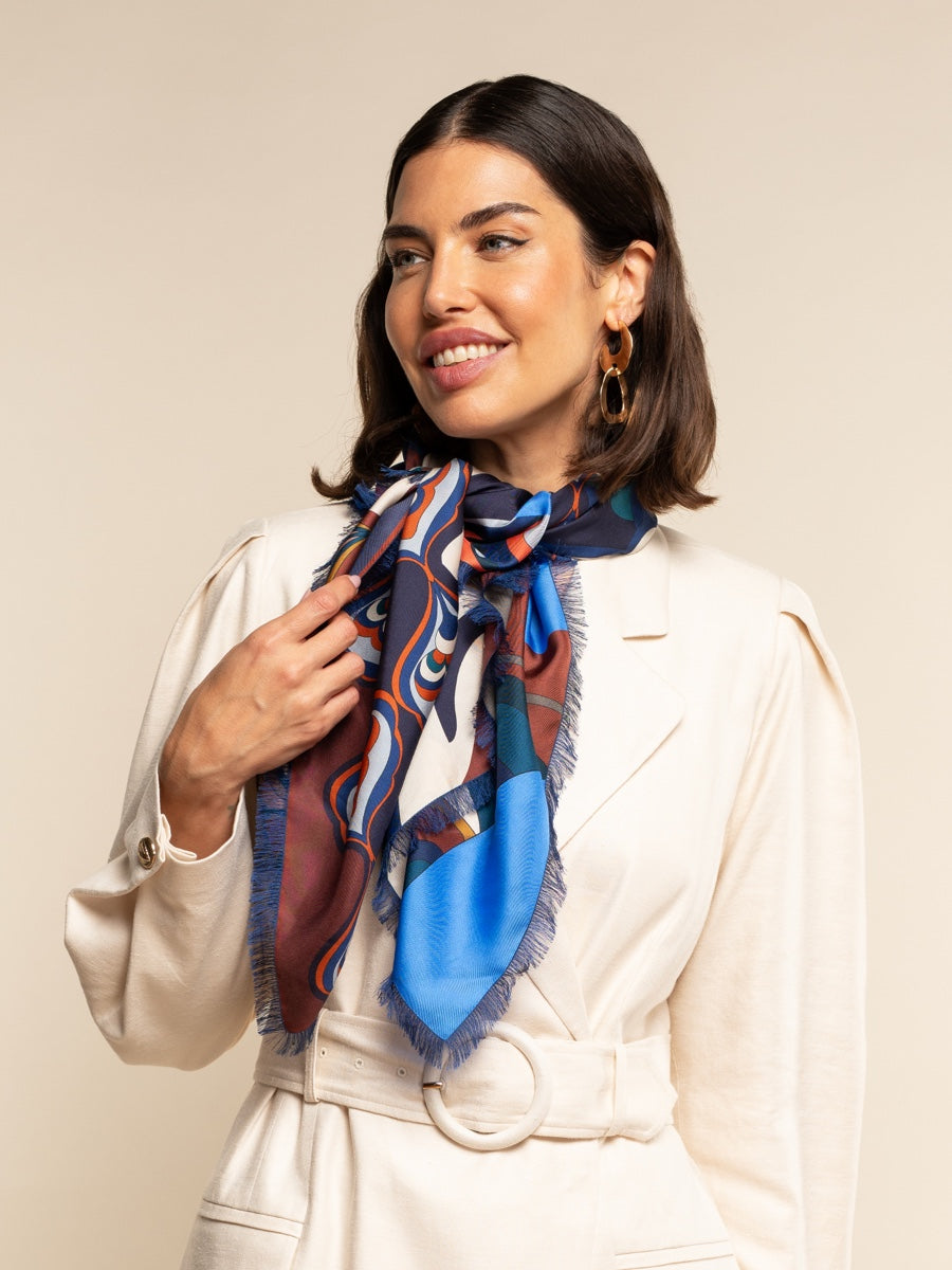 Giorgia (blue/red) - soft and lightweight Italian foulard from pure si ...