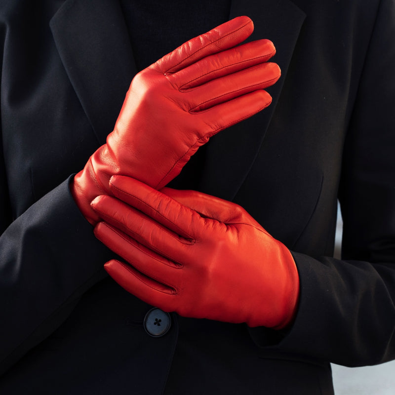 Red Leather Gloves Women Silk Lining - Made in Italy – Fratelli Orsini