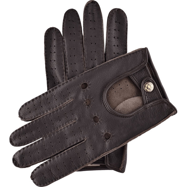 Man/unisex Brown Leather Gloves Fingerless Drive Gloves Half 