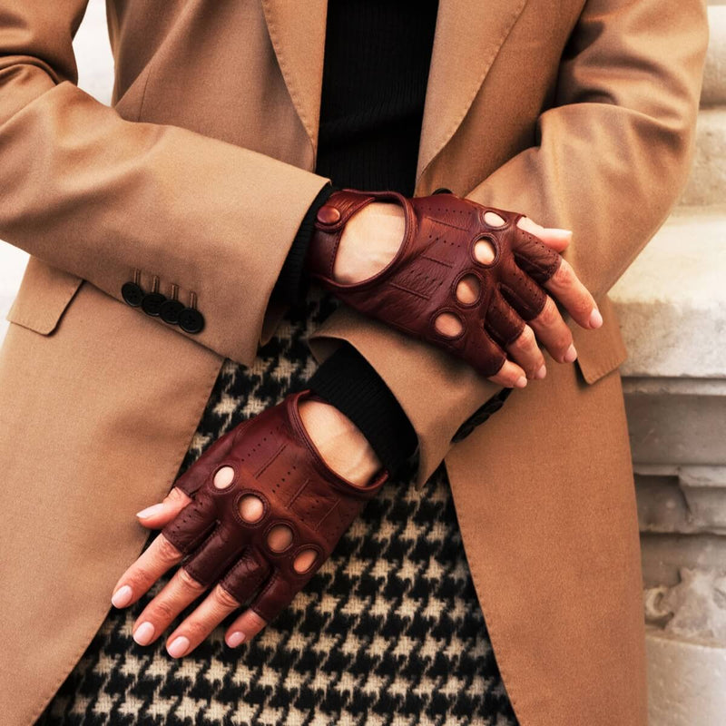 Women's Driving Gloves Cordovan Fingerless - Made in Italy – Fratelli Orsini